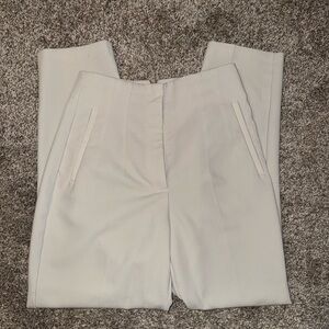 Zara High-Waisted Straight Leg Cream Women's Pants